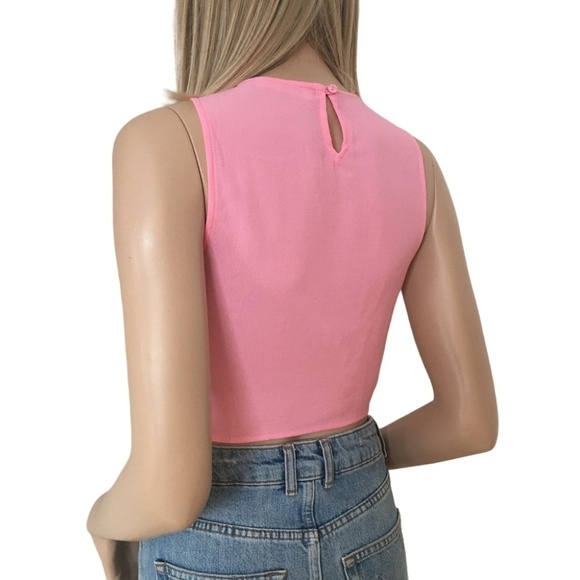 Nordstrom Elodie O-ring Front Crop Tank Top Blouse Pink Rayon Blend Blouse - Picture 7 of 14